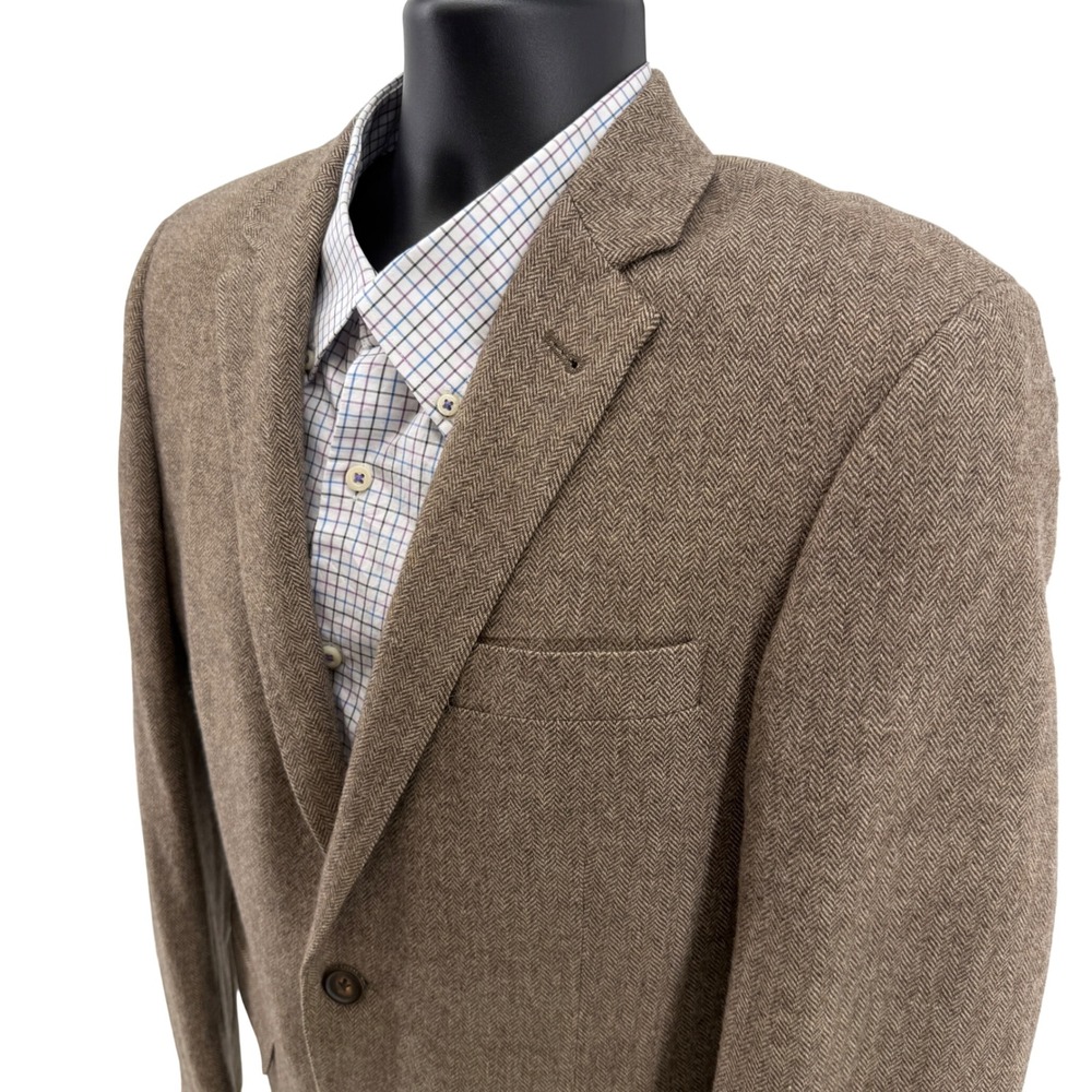 Brooks Brothers Milano Sport Coat Mens 40R Brown Herringbone Wool Blazer Jacket
